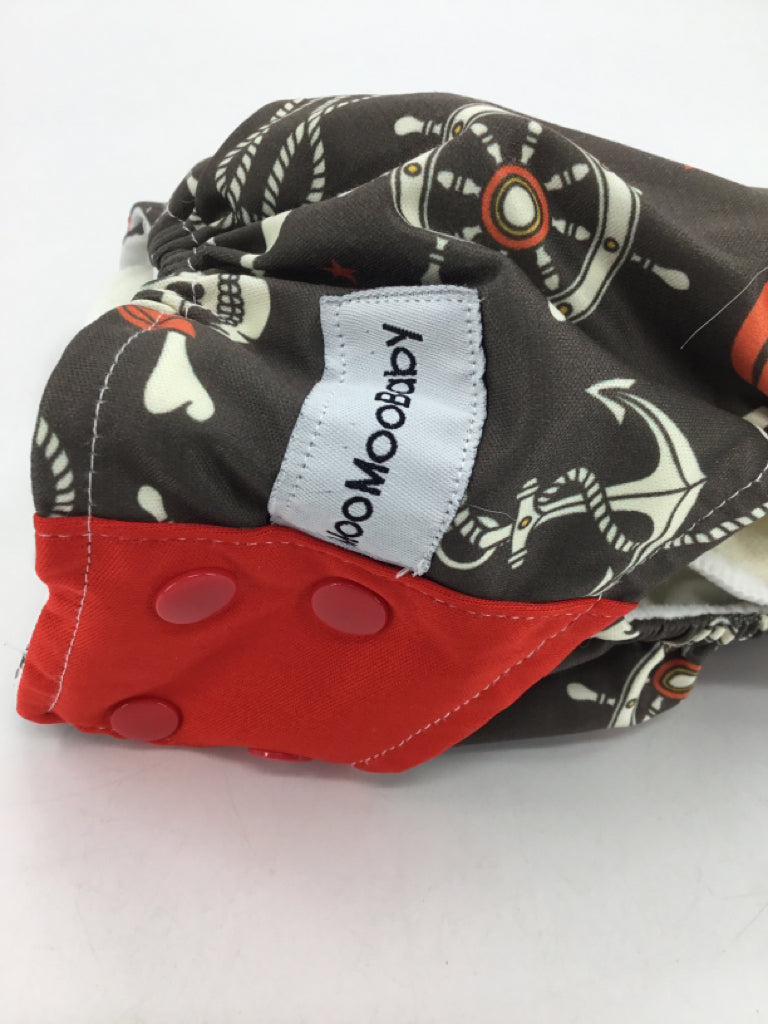 MooMoo Baby Child Size One Size Brown Print All in One Cloth Diaper