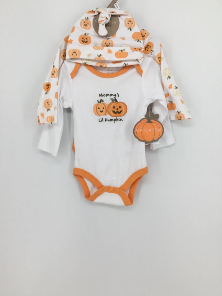 Chickpea Child Size 3-6 Months Orange Halloween Onesie Set