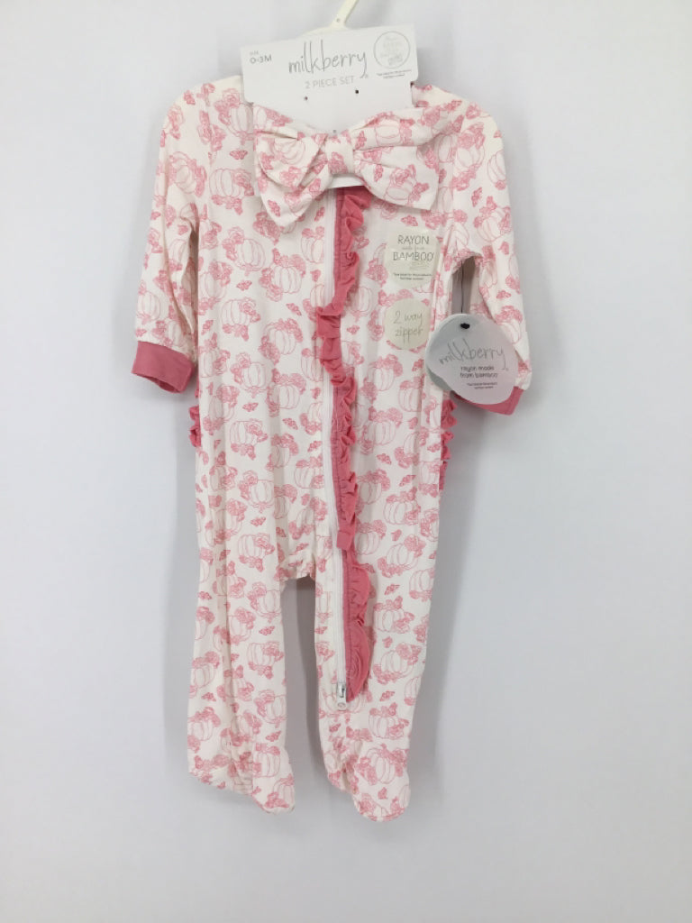 Milkberry Child Size 0-3 Months Pink Halloween Sleeper & Headband