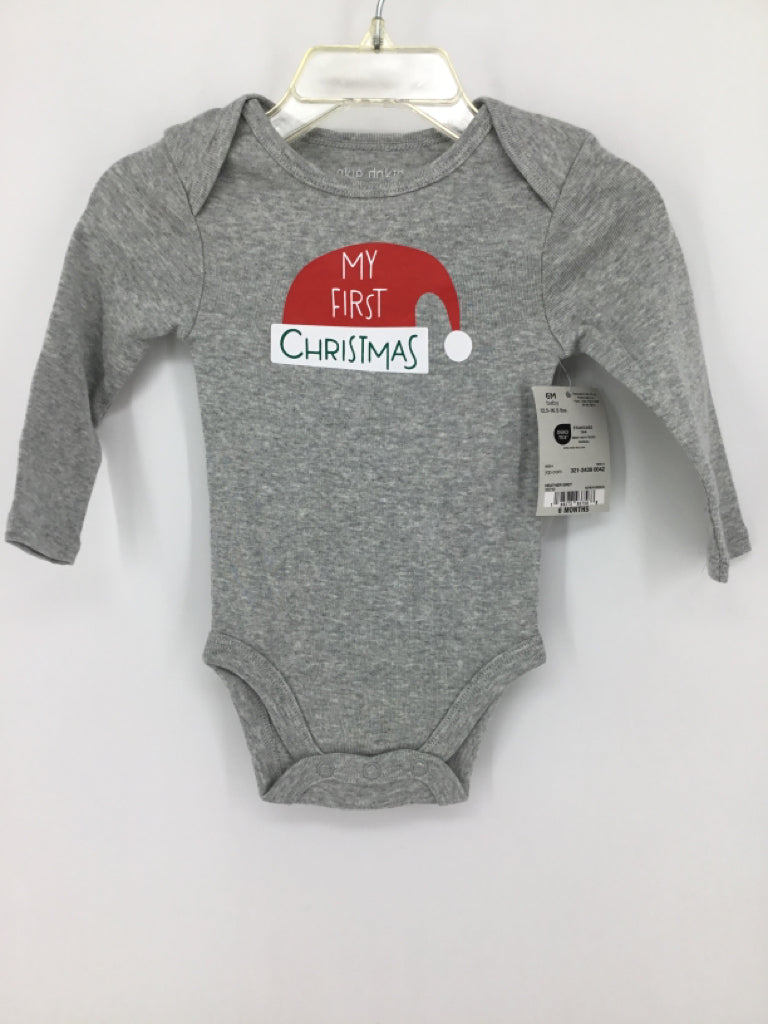 okie dokie Child Size 6 Months Gray Christmas Onesie