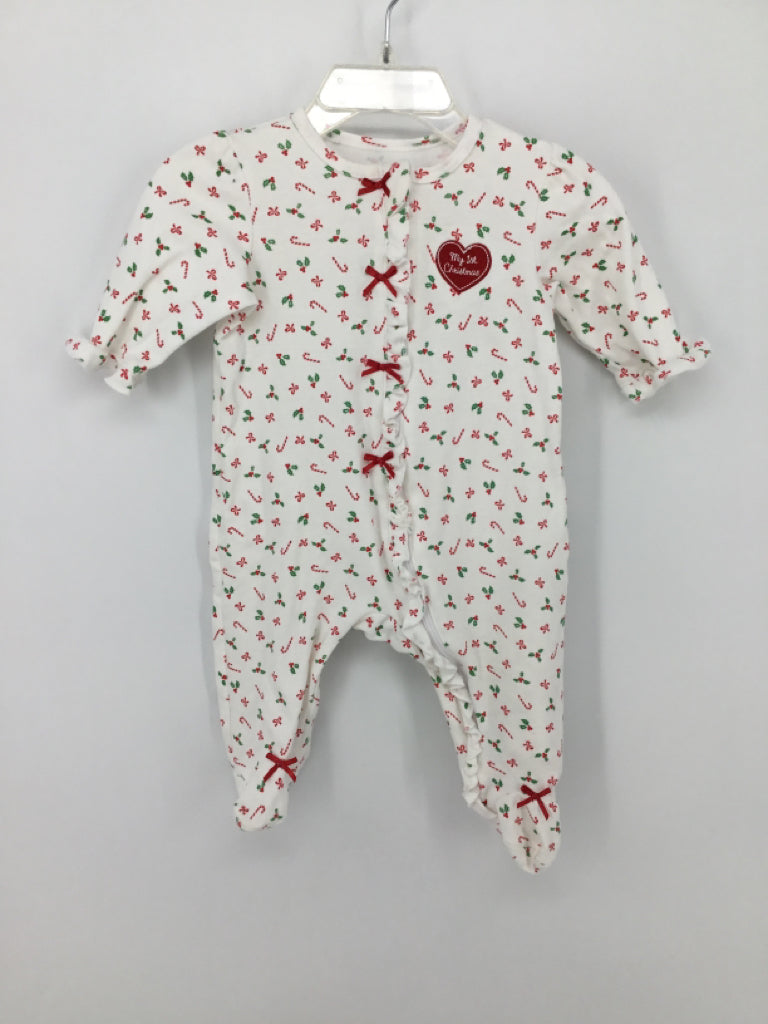 Little Me Child Size 3 Months Red Christmas Sleeper & Hat