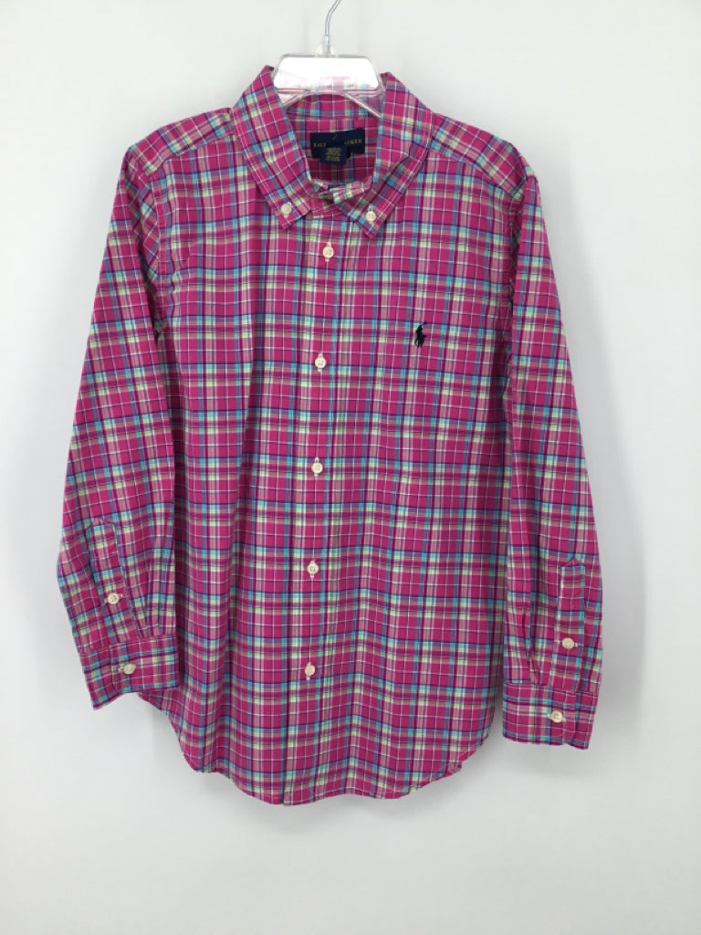 Ralph Lauren Child Size 7 Pink Plaid Shirt - boys