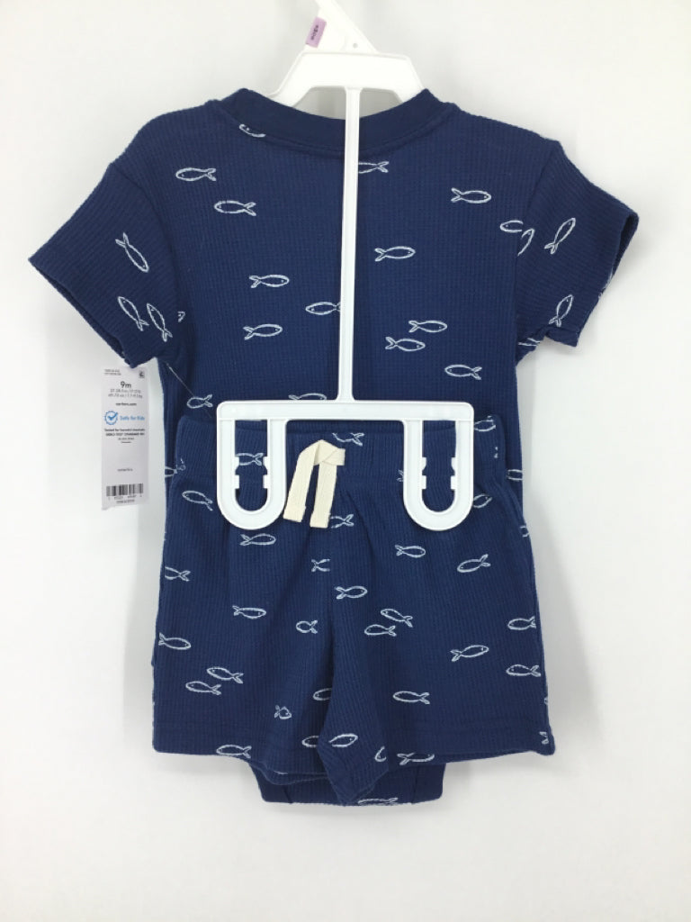 Carter's Child Size 9 Months Navy Print Outfit - boys