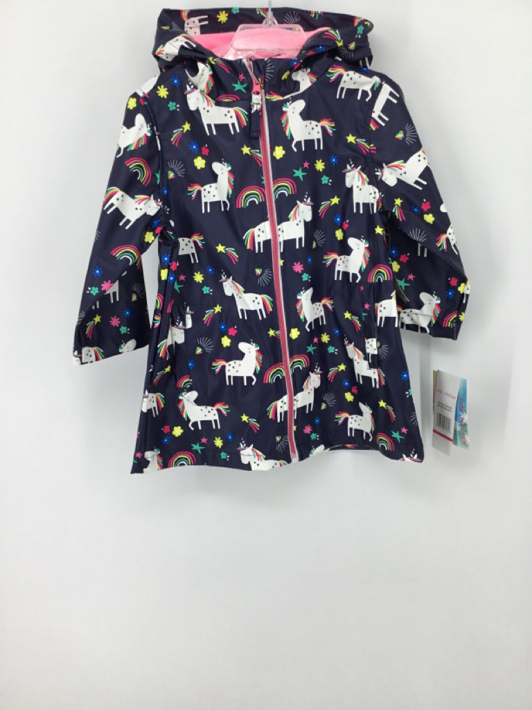 Pink Platinum Child Size 2 Navy Raincoat - girls