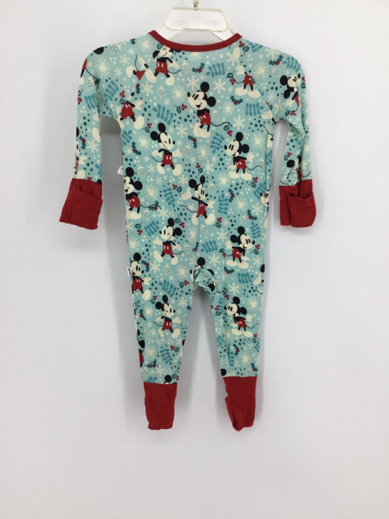Little Sleepies + Disney Child Size 0-3 Months Blue Christmas Pajamas