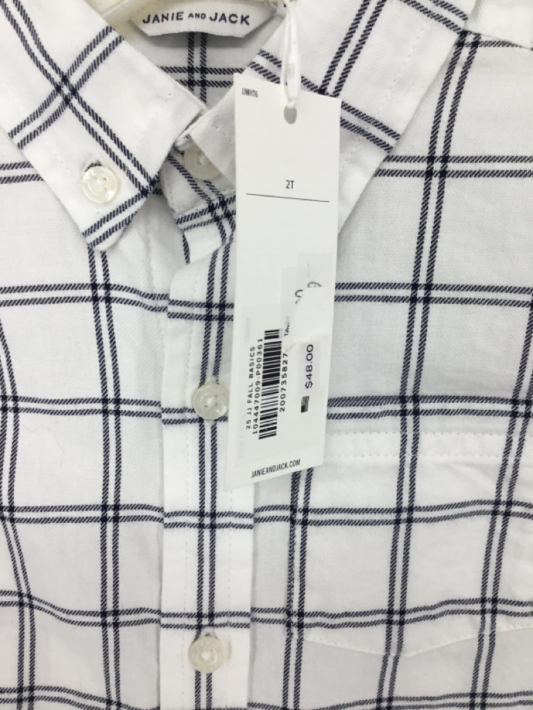 Janie and Jack Child Size 2 White Checkered Shirt - boys