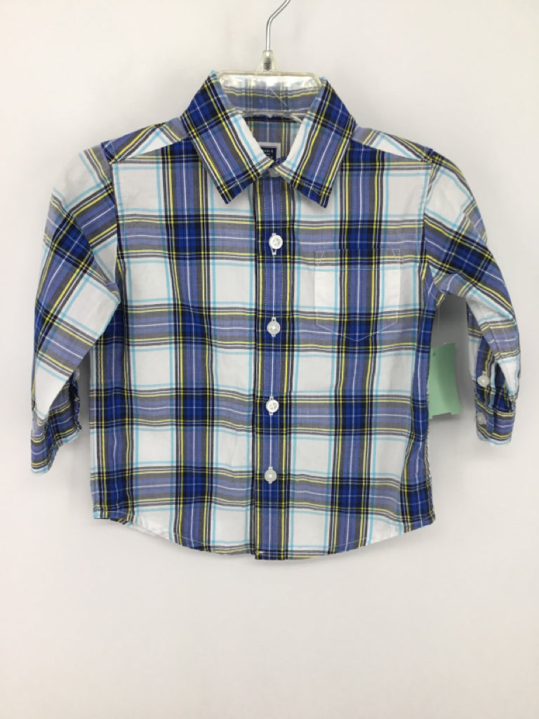Janie and Jack Child Size 6-12 Months Blue Plaid Shirt - boys