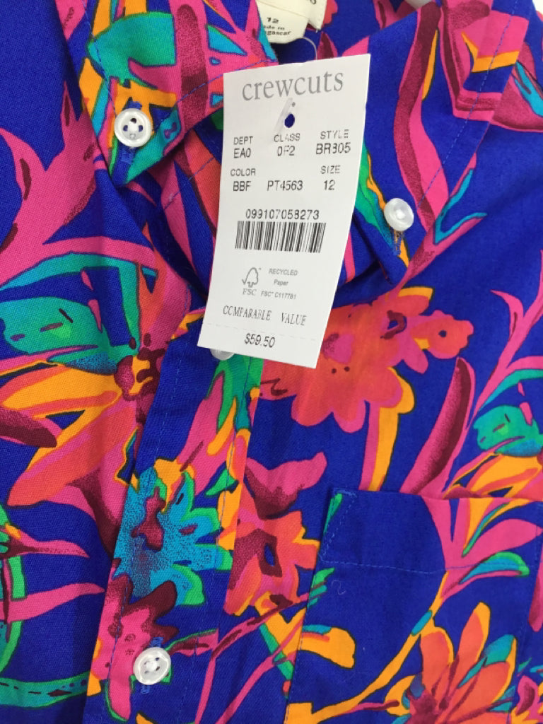 Crewcuts Child Size 12 Blue Tropical Shirt - boys