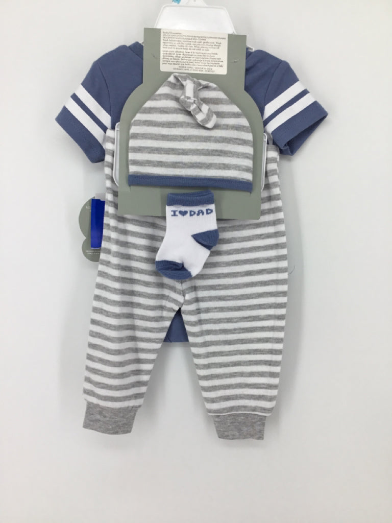 Baby Essentials Child Size 6 Months Blue screen printed Outfit - boys
