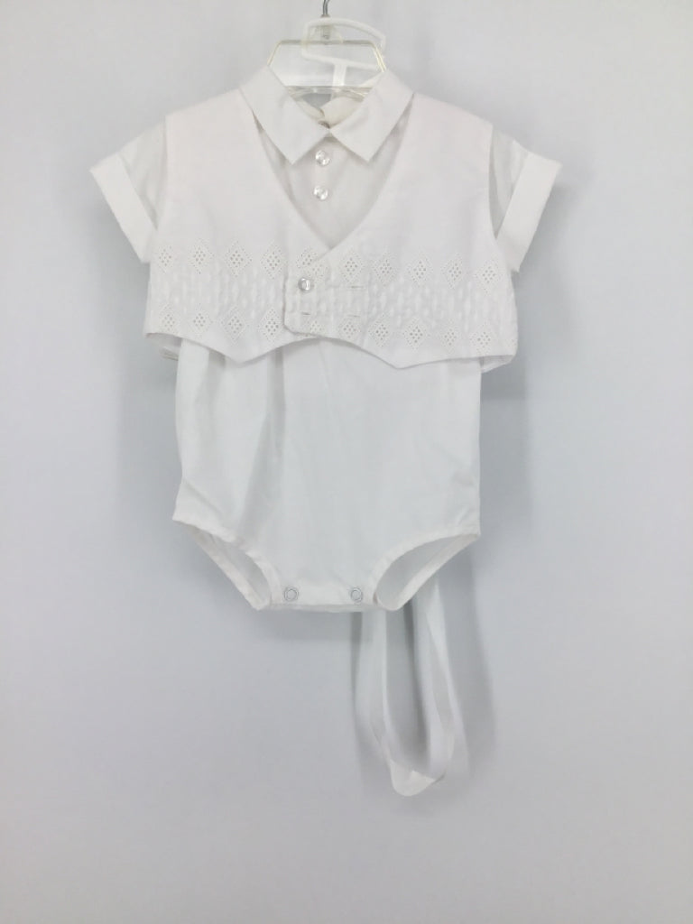 brandless Child Size 0-6 Months White Solid Outfit - boys