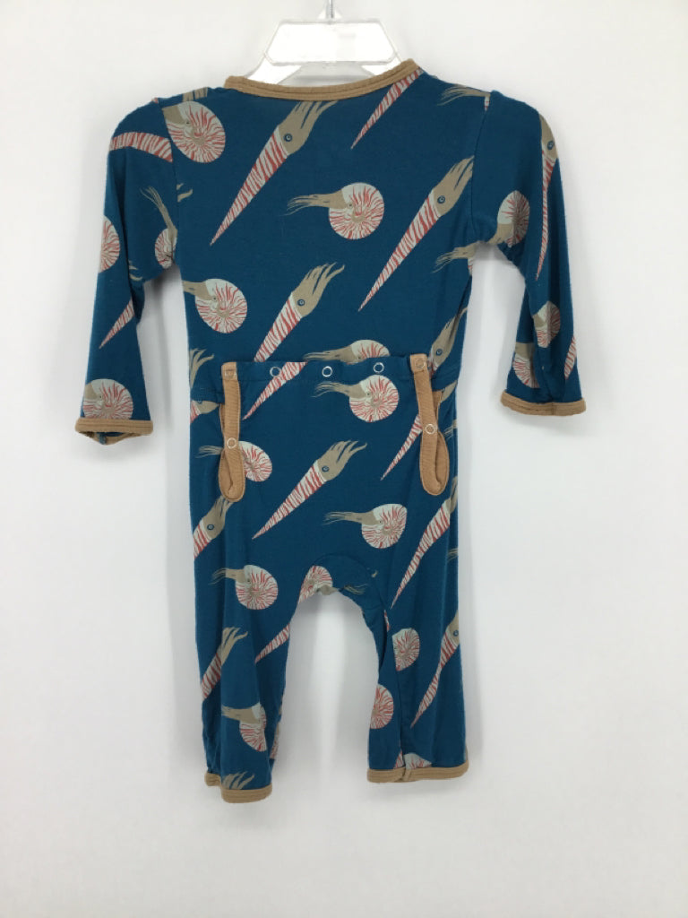 Kickee Pants Child Size 3-6 Months Blue Print Pajamas - boys