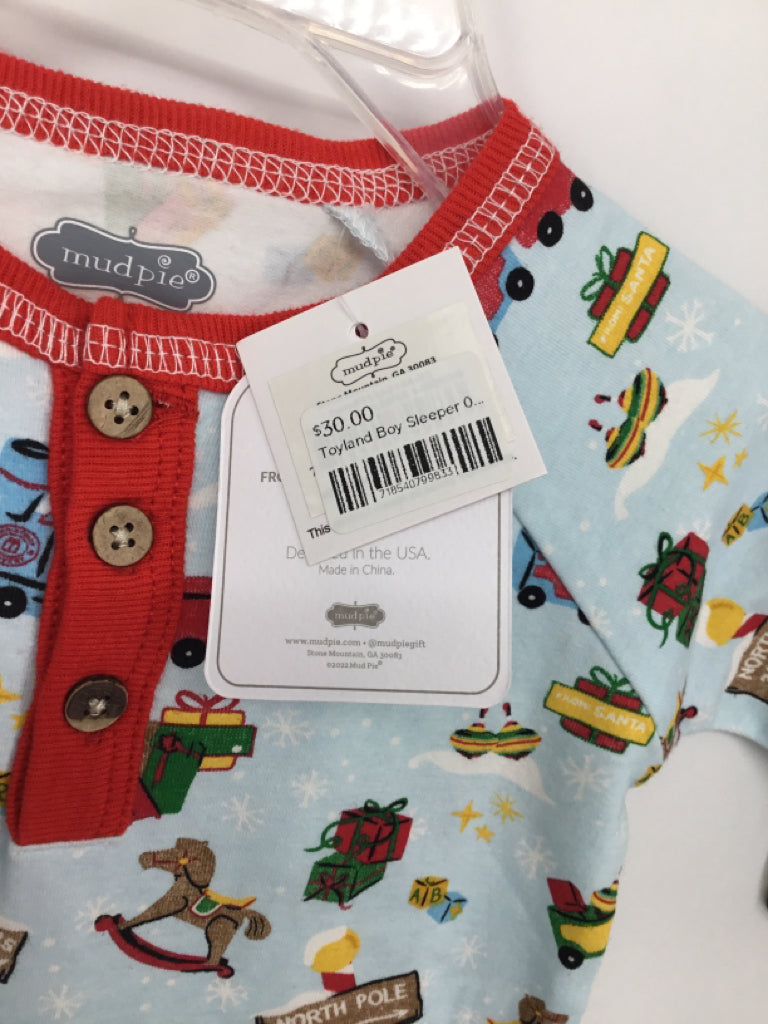 Mudpie Child Size 0-3 Months Blue Christmas Outfit