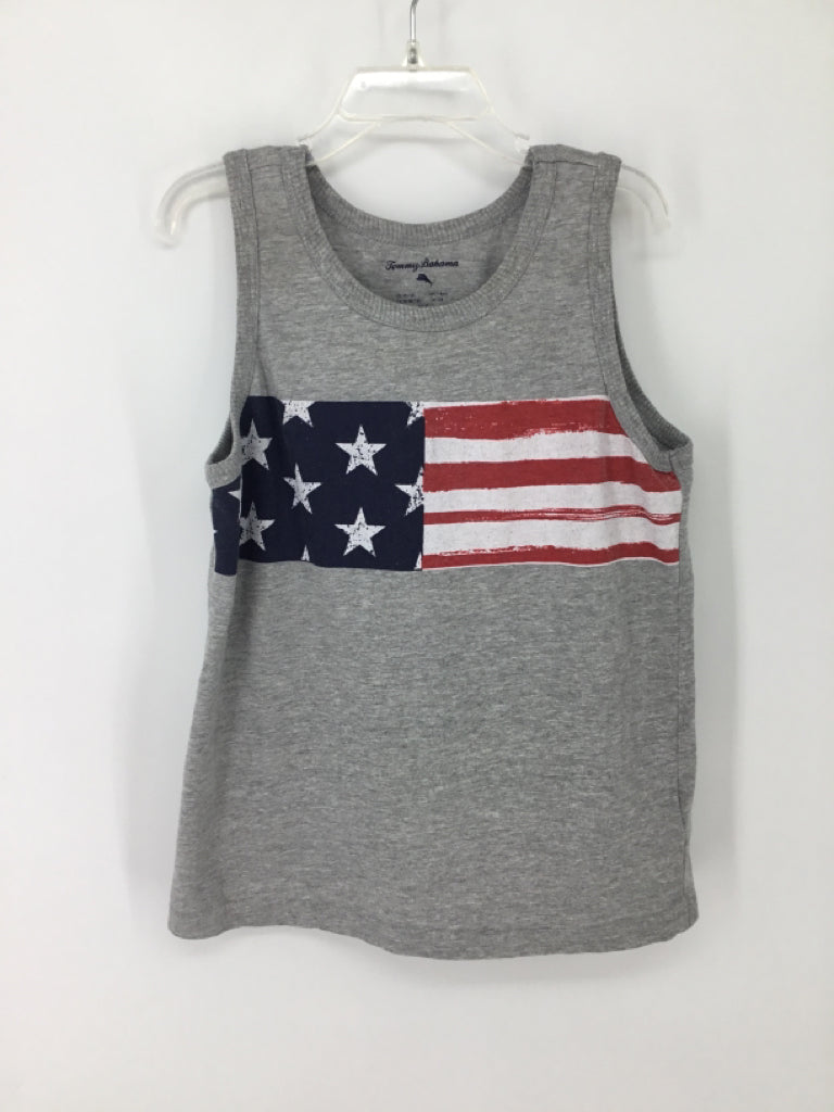 Tommy Bahama Child Size 7 Gray Stars & Stripes Tank Top