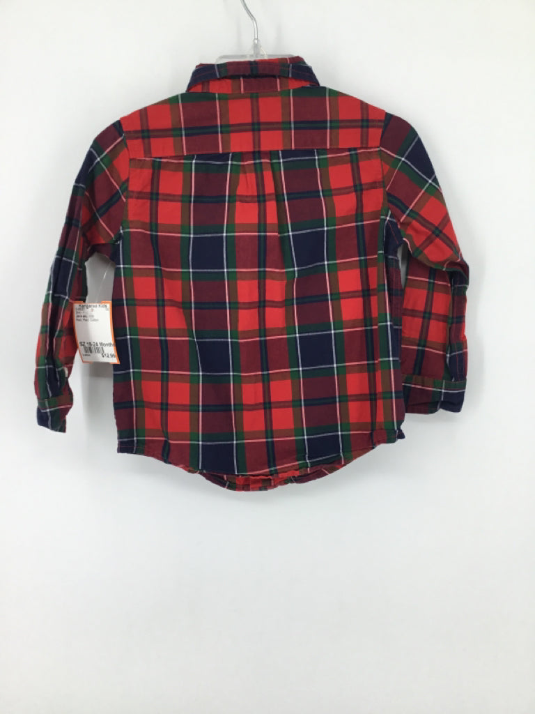 Janie and Jack Child Size 18-24 Months Red Plaid Shirt - boys