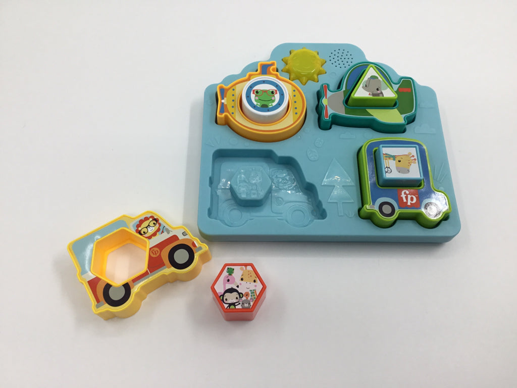 Fisher-Price Shapes & Sounds Vehicle Puzzle Baby Sorting Toy With Music & Lights