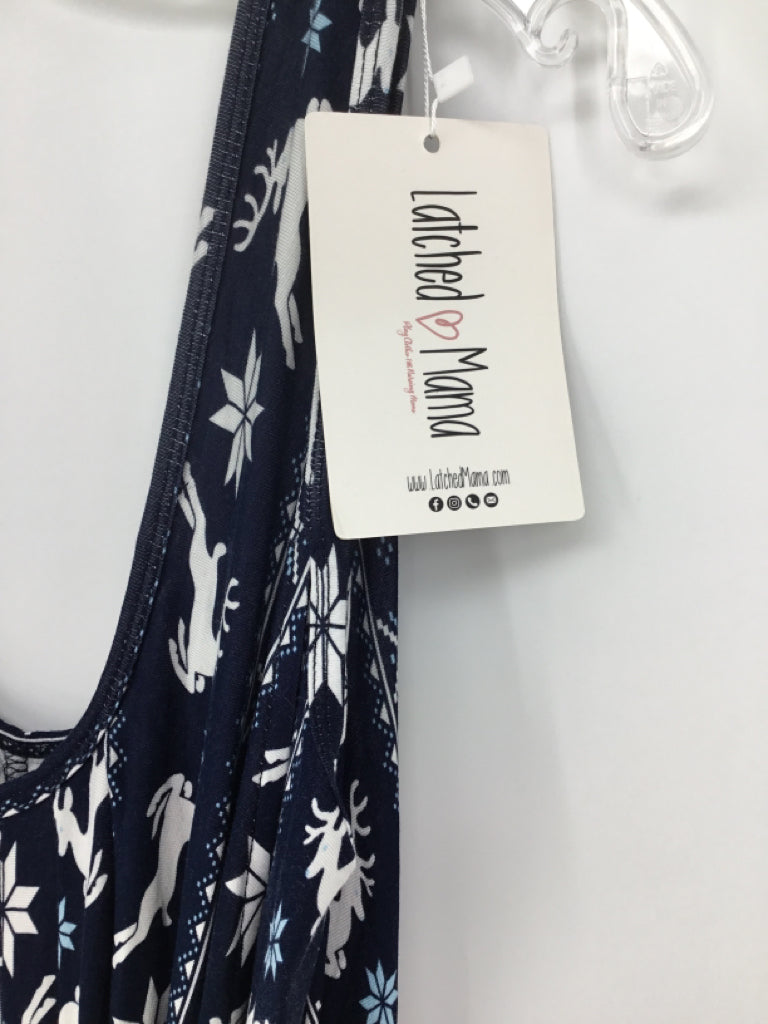 Latched Mama Child Size S Blue Christmas Nurisng Pajamas