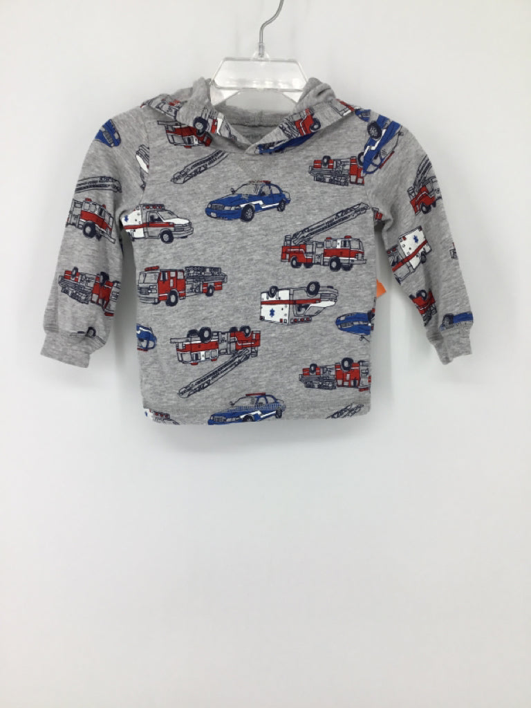 Carter's Child Size 9 Months Gray Fire Truck Shirt - boys