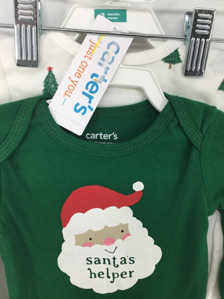Just One You Made by Carters Child Size 3 Months Green Christmas Onesies