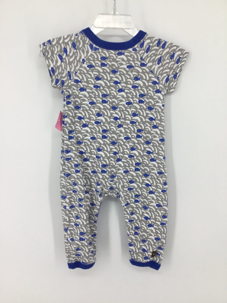 Tea Child Size 3-6 Months Blue Print Outfit - boys