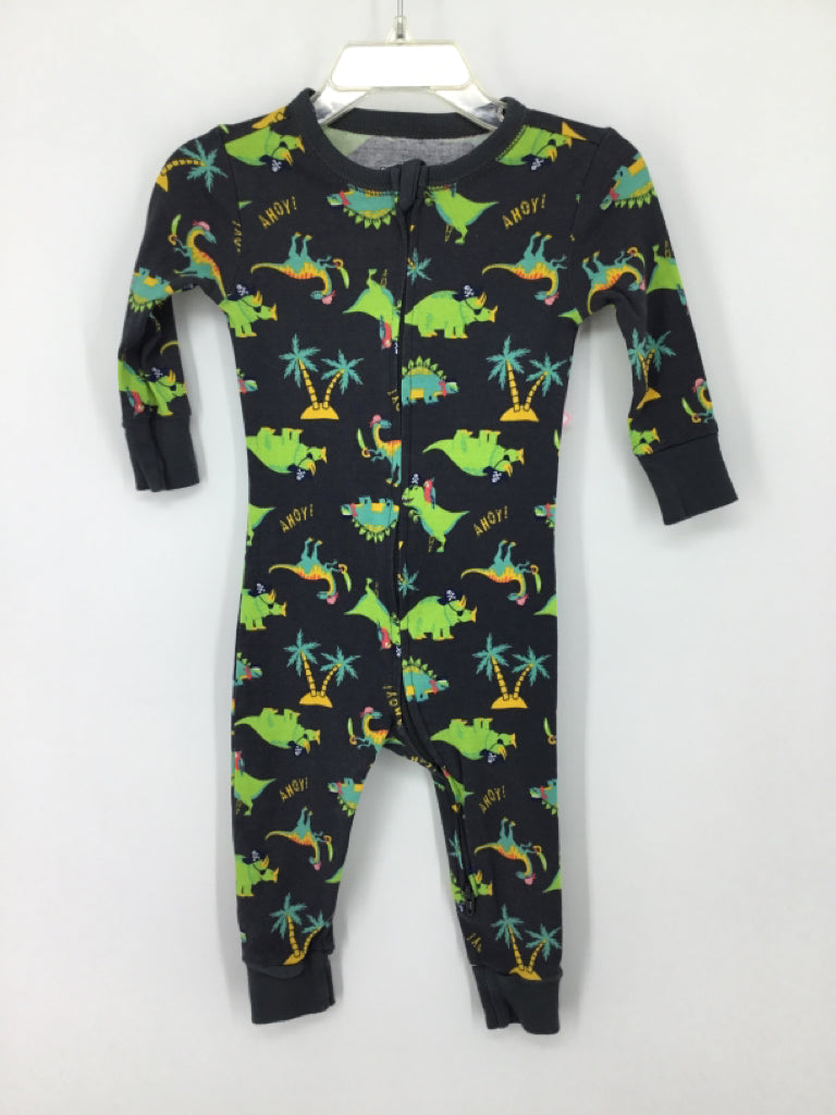 Old Navy Child Size 12-18 Months Gray Dinosaur Pajamas - boys