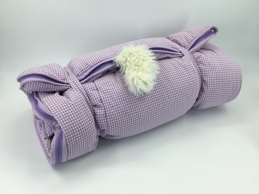 Pottery Barn Kids Purple Shaggy Head Puppy Sleeping Bag