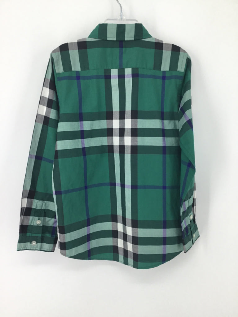 Burberry Child Size 7 Green Plaid Shirt - boys