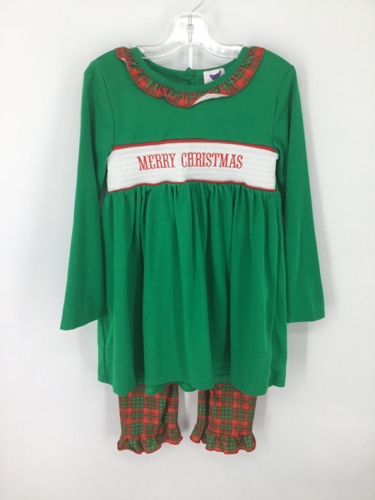 Down By the Bay Child Size 8 Green Christmas Outfit
