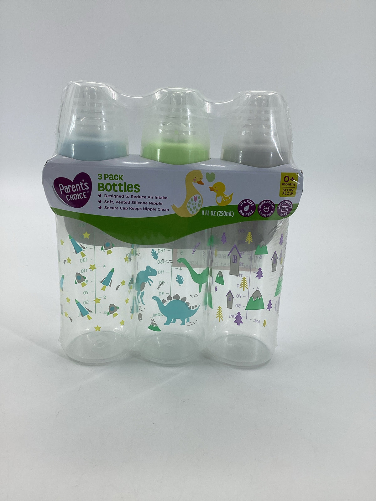 Parent's Choice 3 Pack Slow Flow 9 oz Plastic Bottles