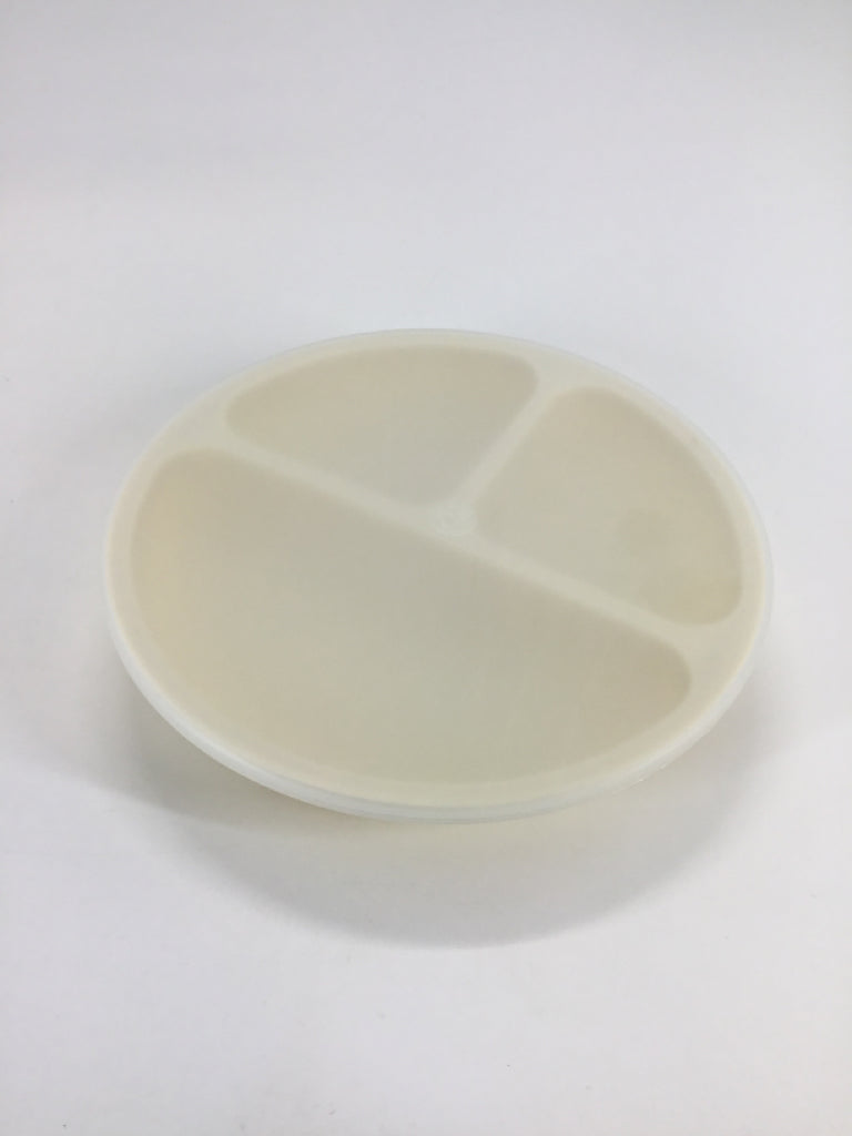Wee Sprout Cream Silicone Divided Plate with lid
