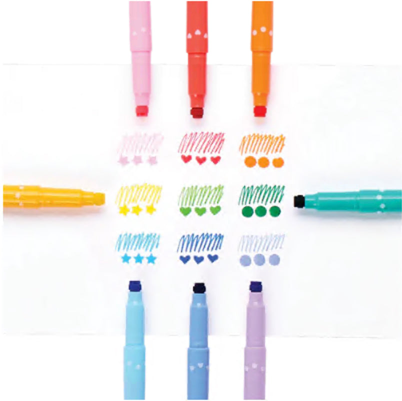 Ooly - Confetti Stamp Double-Ended Markers Set of 9