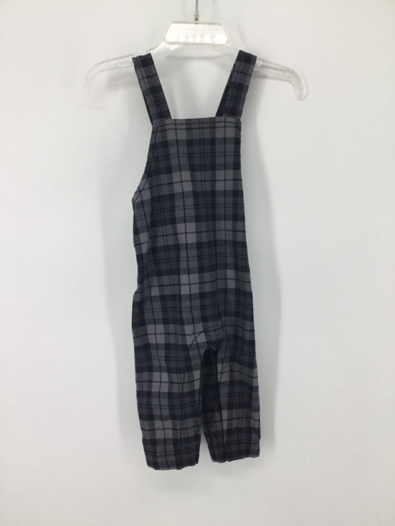 Tea Child Size 6-9 Months Black Plaid Overalls - boys