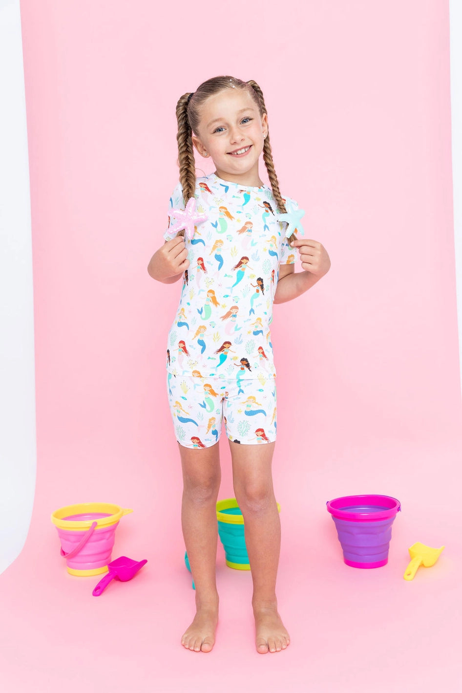 Bird & Bean Bamboo Short PJ Set - Magic Mermaids