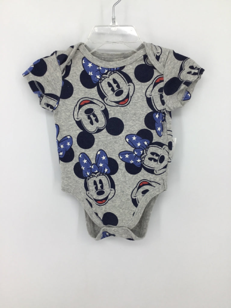 Disney Child Size 6-12 Months Gray Stars & Stripes Onesie