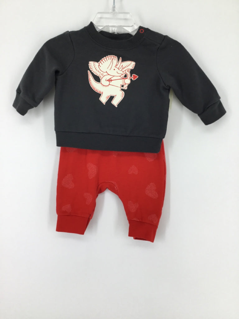 Cat & Jack Child Size 0-3 Months Gray Valentine's Day Outfit