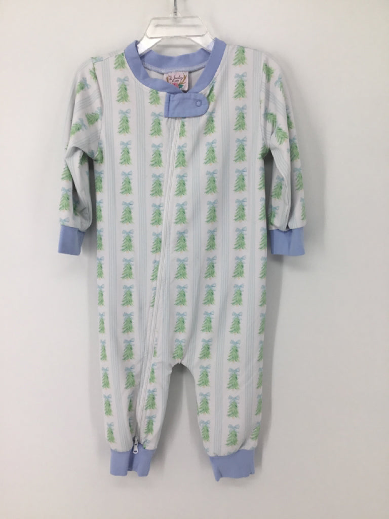 The Smocking Place Child Size 18 Months Blue Christmas Pajamas
