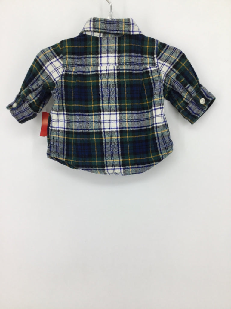 Baby Gap Child Size 0-3 Months Green Plaid Shirt - boys