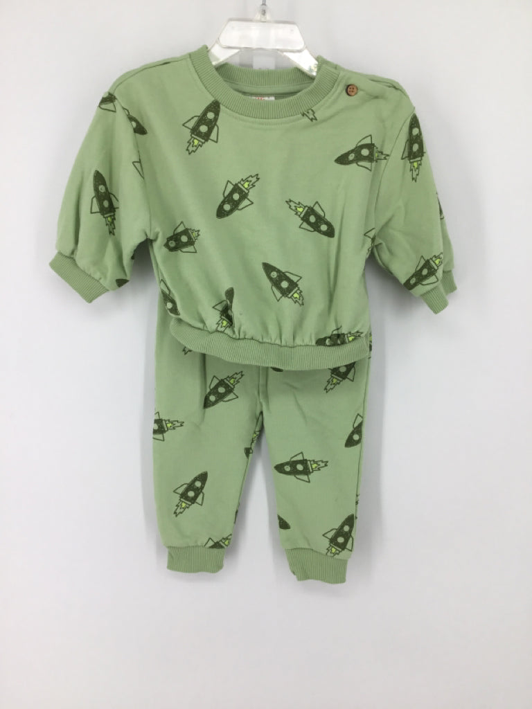Cat & Jack Child Size 6-9 Months Green Print Outfit - boys