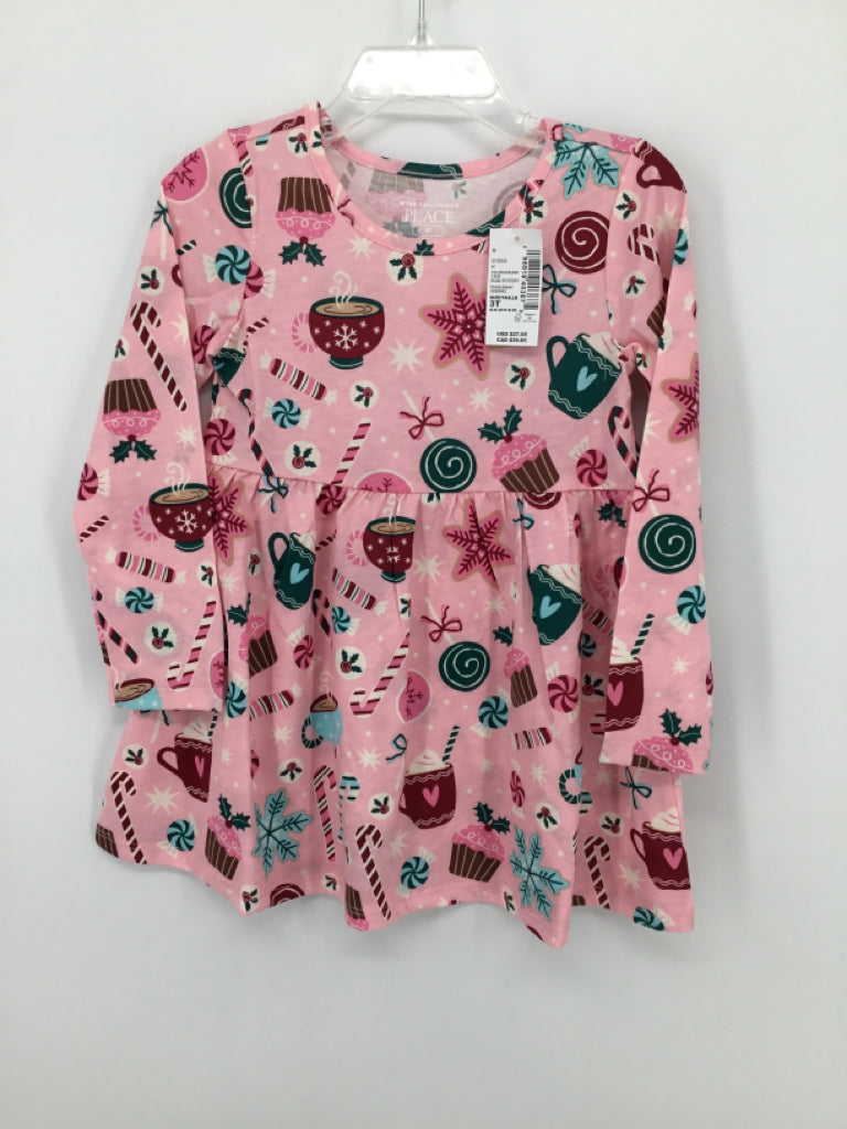 Childrens Place Child Size 3 Pink Christmas Dress