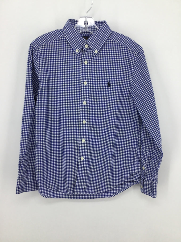 Ralph Lauren Child Size 10 Blue Gingham Shirt - boys