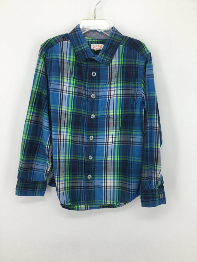 Cat & Jack Child Size 6 Blue Plaid Shirt - boys
