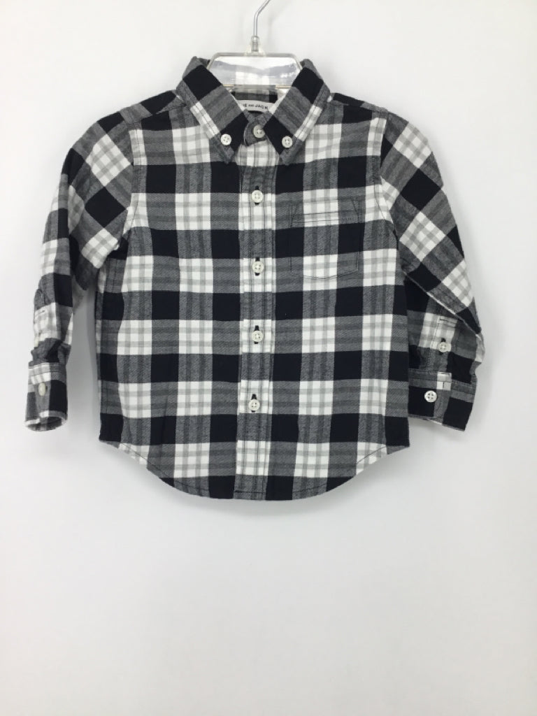 Janie and Jack Child Size 12-18 Months Black Plaid Shirt - boys