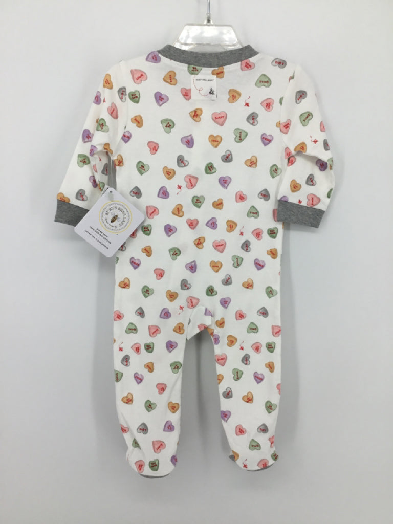 Burt's Bees Baby Child Size 6-9 Months White Valentine's Day Sleeper