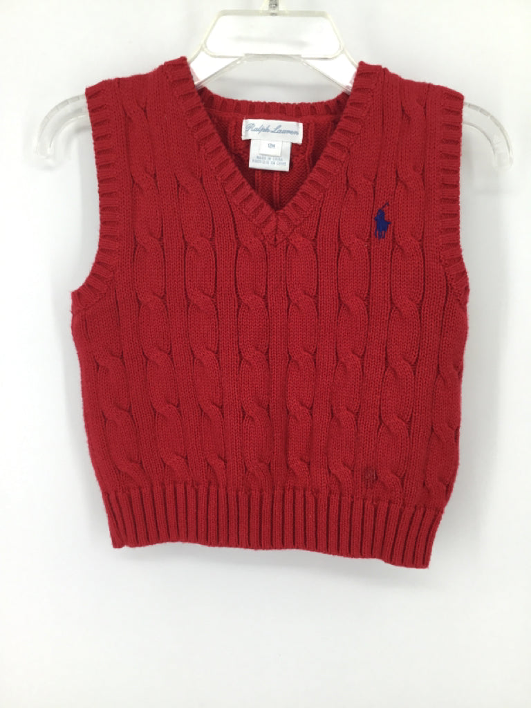 Ralph Lauren Child Size 12 Months Red Solid Vest - boys