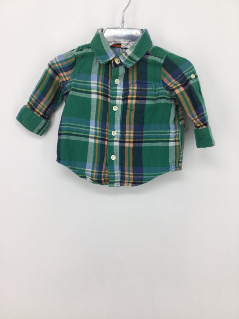 Baby Gap Child Size 3-6 Months Green Plaid Shirt - boys