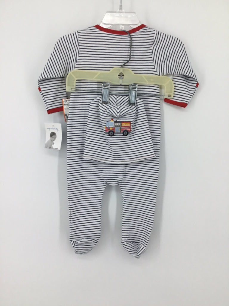Magnolia Baby Child Size 3 Months Navy Stripe Outfit - boys