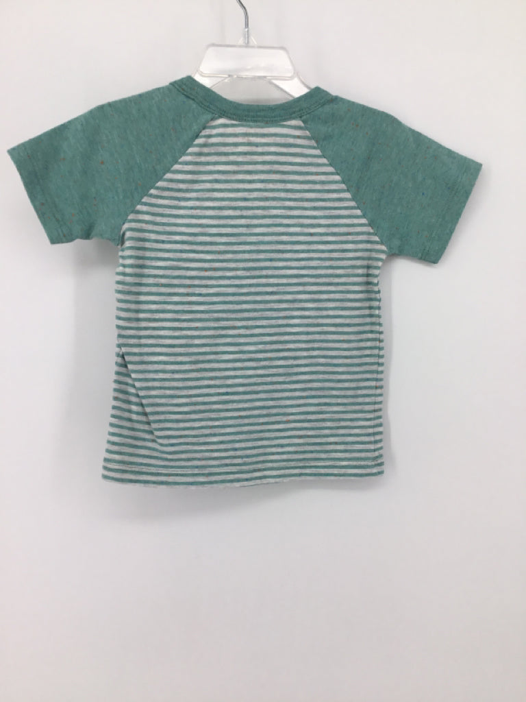 Cat & Jack Child Size 12 Months Green Stripe T-shirt - boys