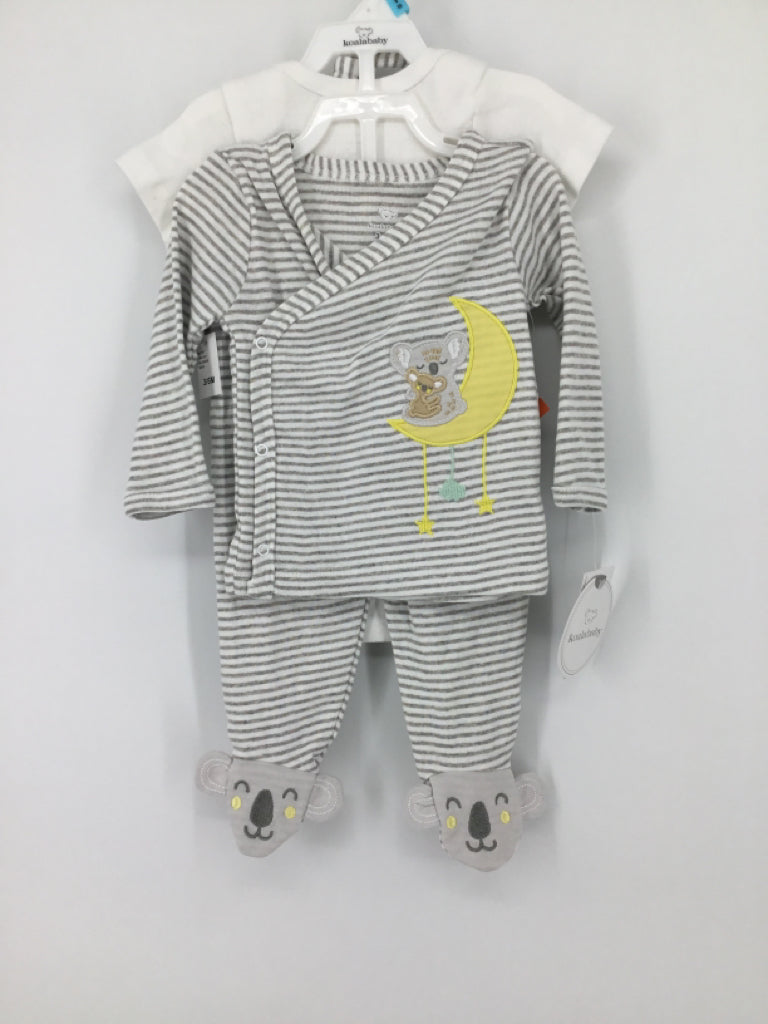 Koala Baby Child Size 3-6 Months Gray Stripe Outfit - boys