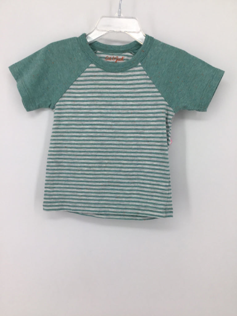 Cat & Jack Child Size 12 Months Green Stripe T-shirt - boys