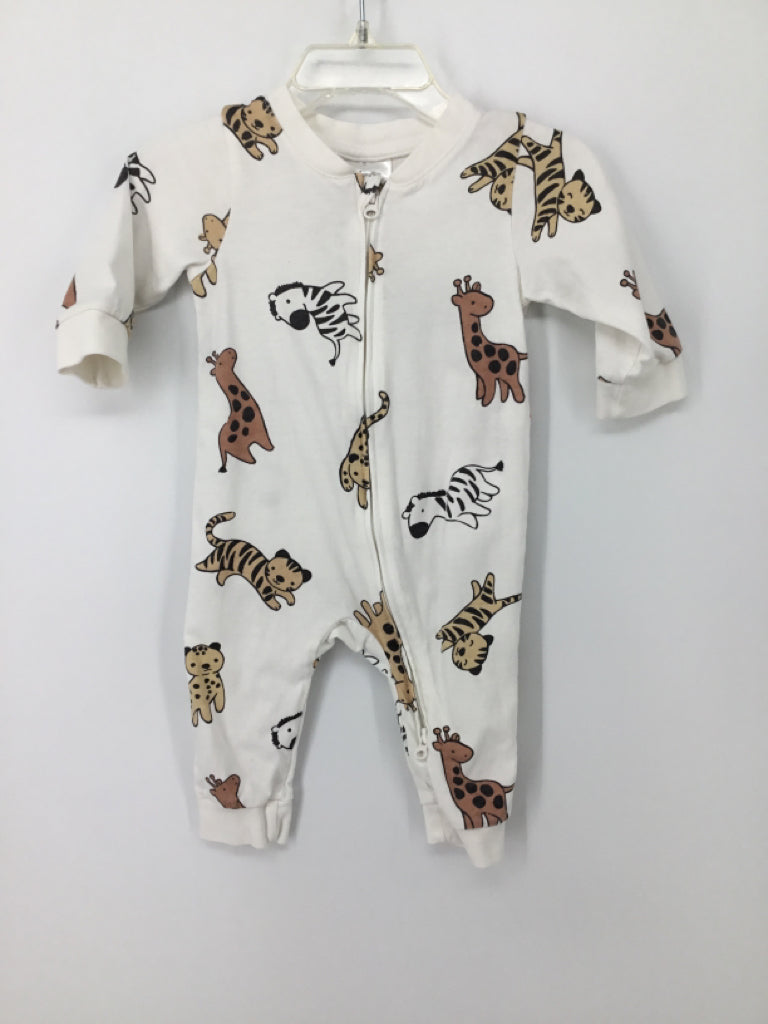 H & M Child Size 3 Months White Animal Print Pajamas - boys