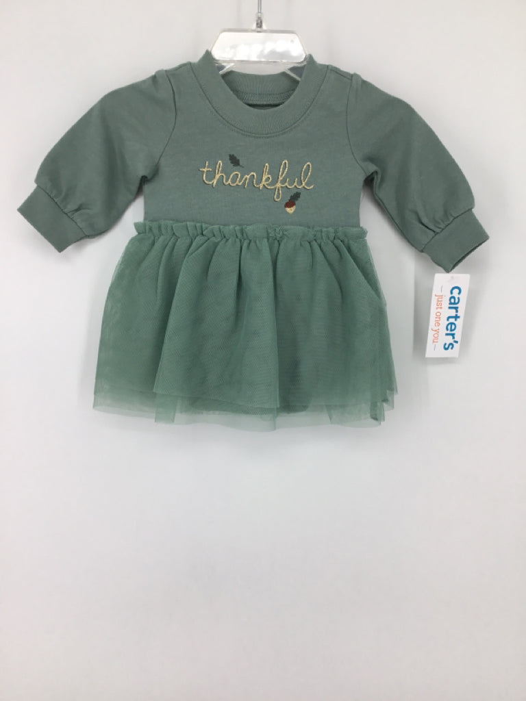 Just One You Made by Carters Child Size Newborn Green Thanksgiving Dress